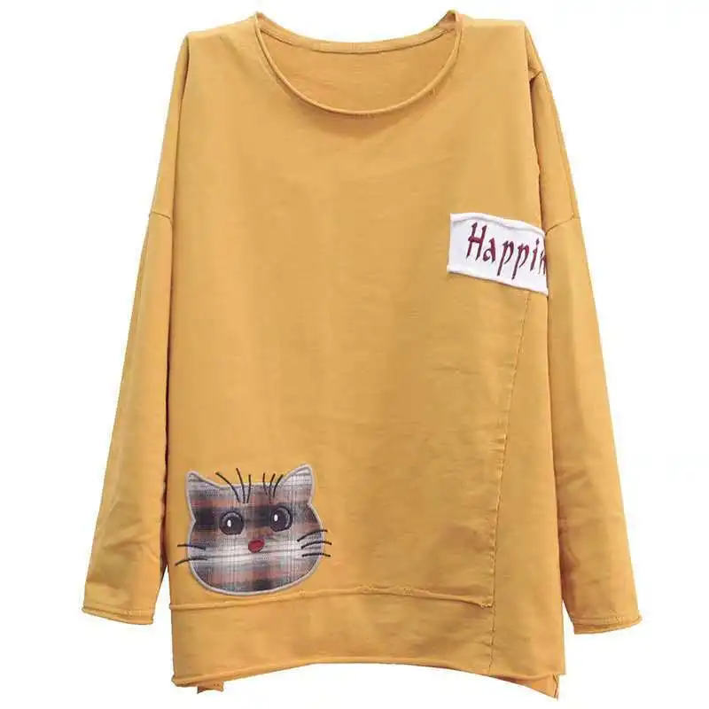 

SOUL OF TIGER Korean Fashion Tops Womens Casual Printed Long Sleeve Tshirts Ladies Vintage Loose Tee Shirts Oversized Clothes
