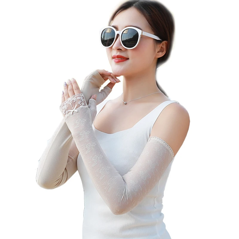 

Summer ladies sunscreen gloves ice lace arm sleeves driving bicycles blocking UV arm sleeves long fake sleeves