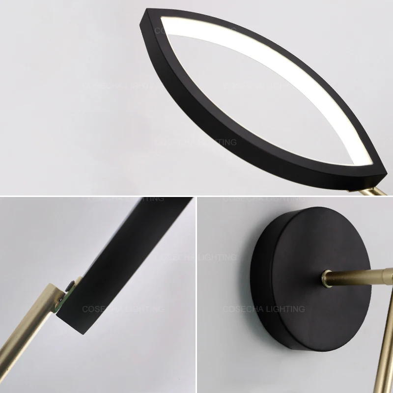 Черный светодиодный настенный бра современный прикроватный светильник