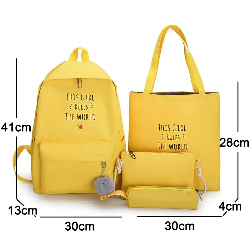 

School Bag for Teenage Girls Backpack Student Bags Printing Children School Bags Laptop Backpack Female 4pcs/set Kids Bookbag