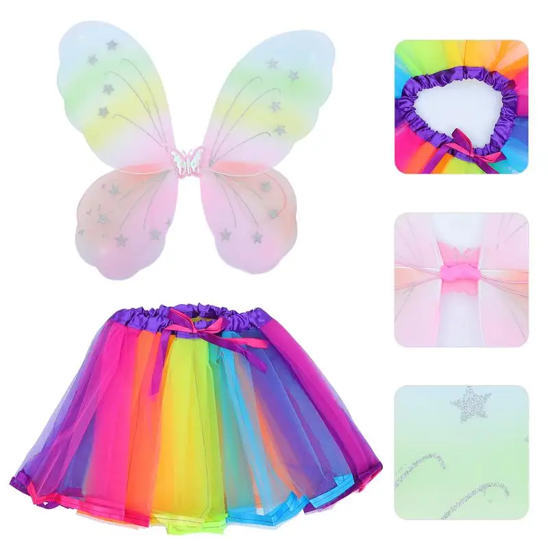 

1 Set Fairy Butterfly Wings Kids Costume Tutu Skirt Dance Costume Party Supplies