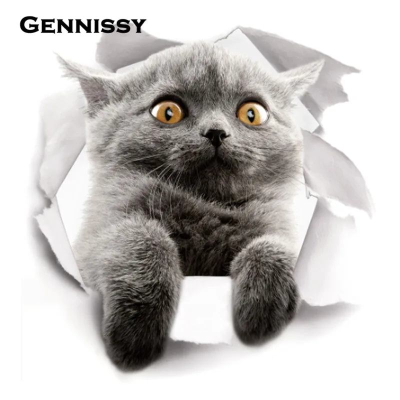 Креативная мультяшная Настенная Наклейка GENNISSY с животными 3D котенок щенок