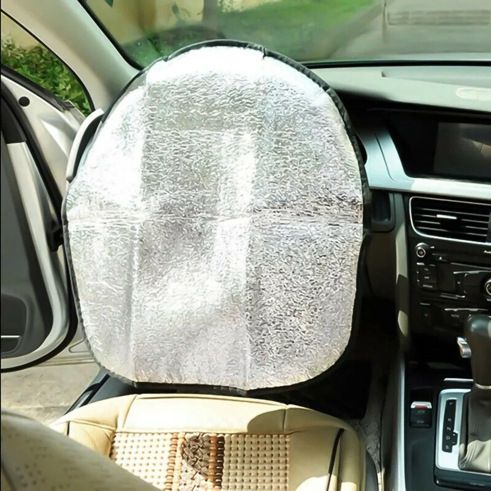 

44x50cm Double Thick Stock Car Interior Sunshades Accessories Dropshipping Anti-Heat Sun Shade Cover Car Steering Wheel Silver