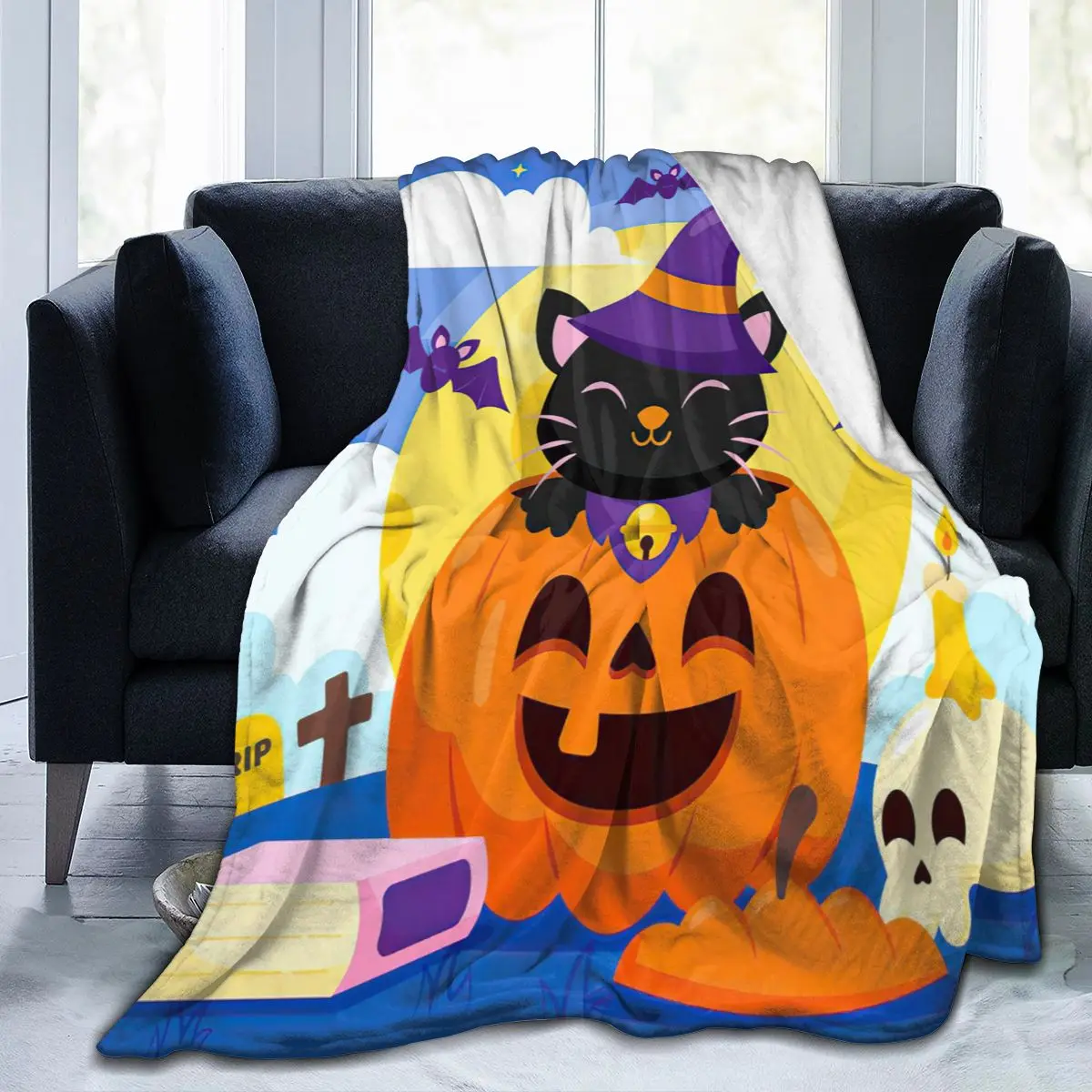 

Halloween pumpki Super Soft Sofa Blanket Sublimation Bedding Flannel Played Blanket Bedroom Decor for Children and Adults