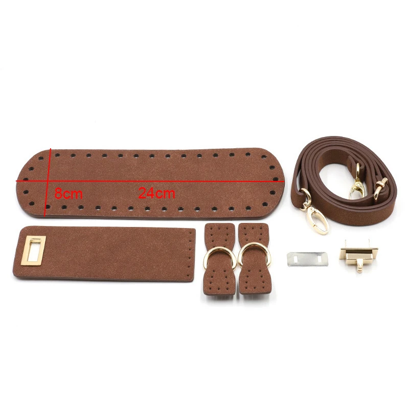 5 Pcs/Set Artificial Leather Shoulder Bag Replacement Sewing Accessories for DIY Hand-Woven Crocheting Handbag Projects Making