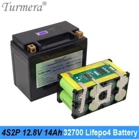 turmera 12 8v 14ah 32700 lifepo4 battery with lcd 4s 40a balance bms for 12v motorcycle and ups replace lead acid batteries use