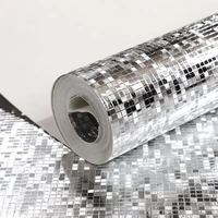 luxury glitter mosaic wallpaper ktv bar decorative wall paper square grid silver gold foil wallpaper ceiling wallcovering