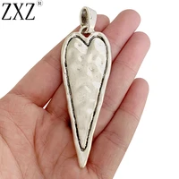 zxz 2pcs tibetan silver large hammered heart charms pendants 2 sided for necklace jewelry making accessories 89x28mm