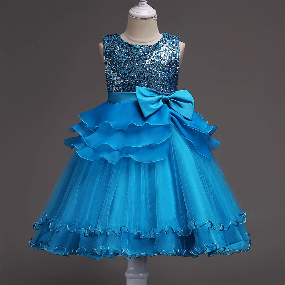 Evening Party Elegant Dresses for Girls Flower Girl Teenage Sequins Tulle Wedding Gowns Christmas Clothing | Детская одежда и