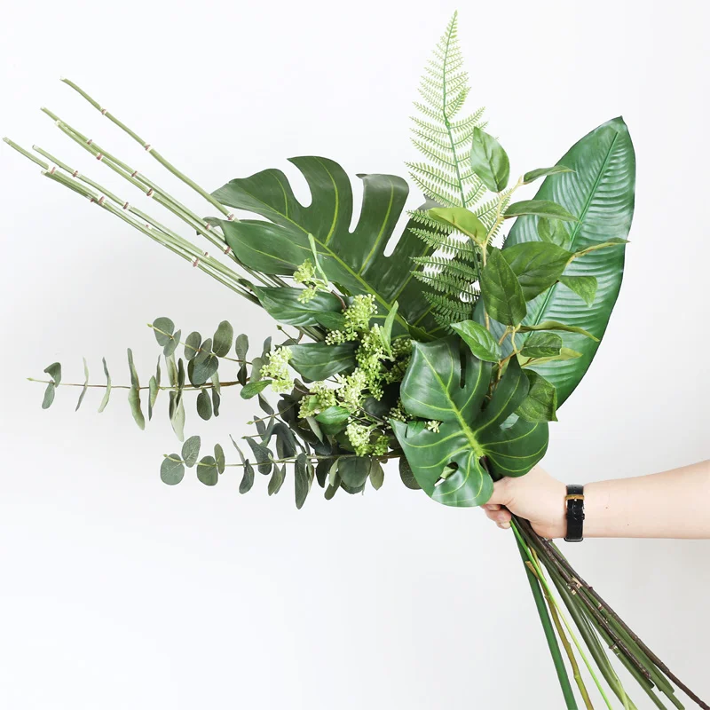Искусственный тропический Monstera Kwai пальмовое дерево листья домашний сад украшения поддельные растения фотография Фон plante artificielle