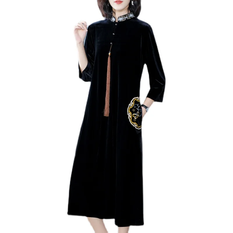 

COIGARSAM 3XL Plus Size Women dress New Spring Dresses Black 8800