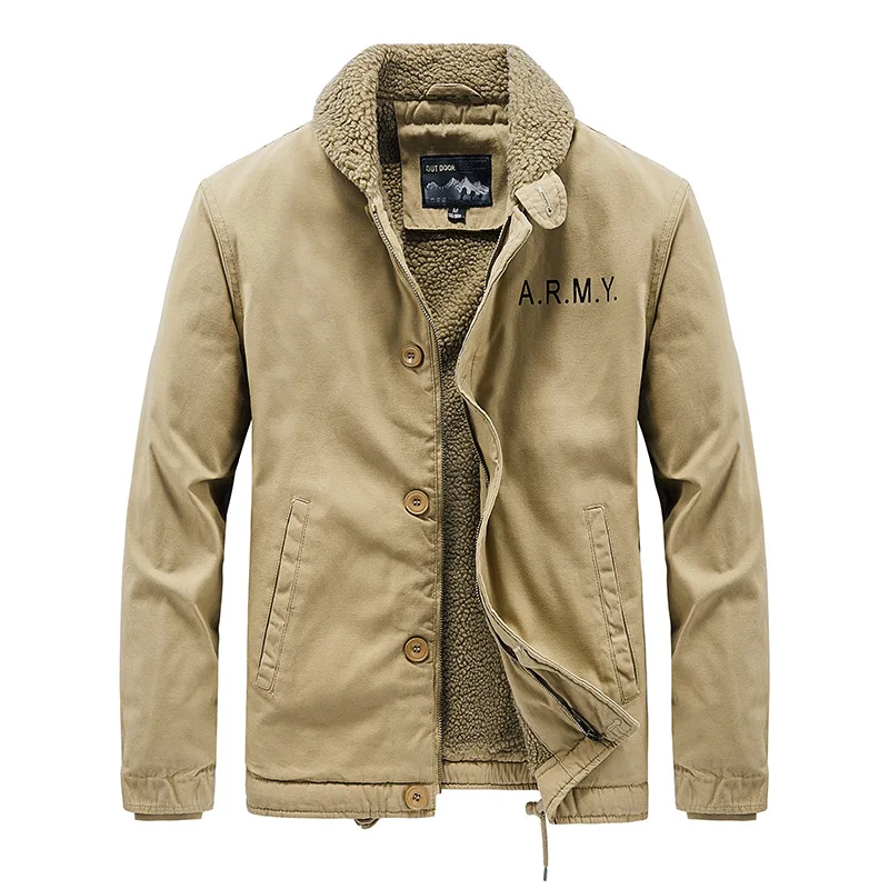 

Bomber Lamb Velvet Jacket Men's Winter New Thick Lapel Cotton-padded Plus Velvet Warm Workwear Cotton Short Coat Ropa Deportiva