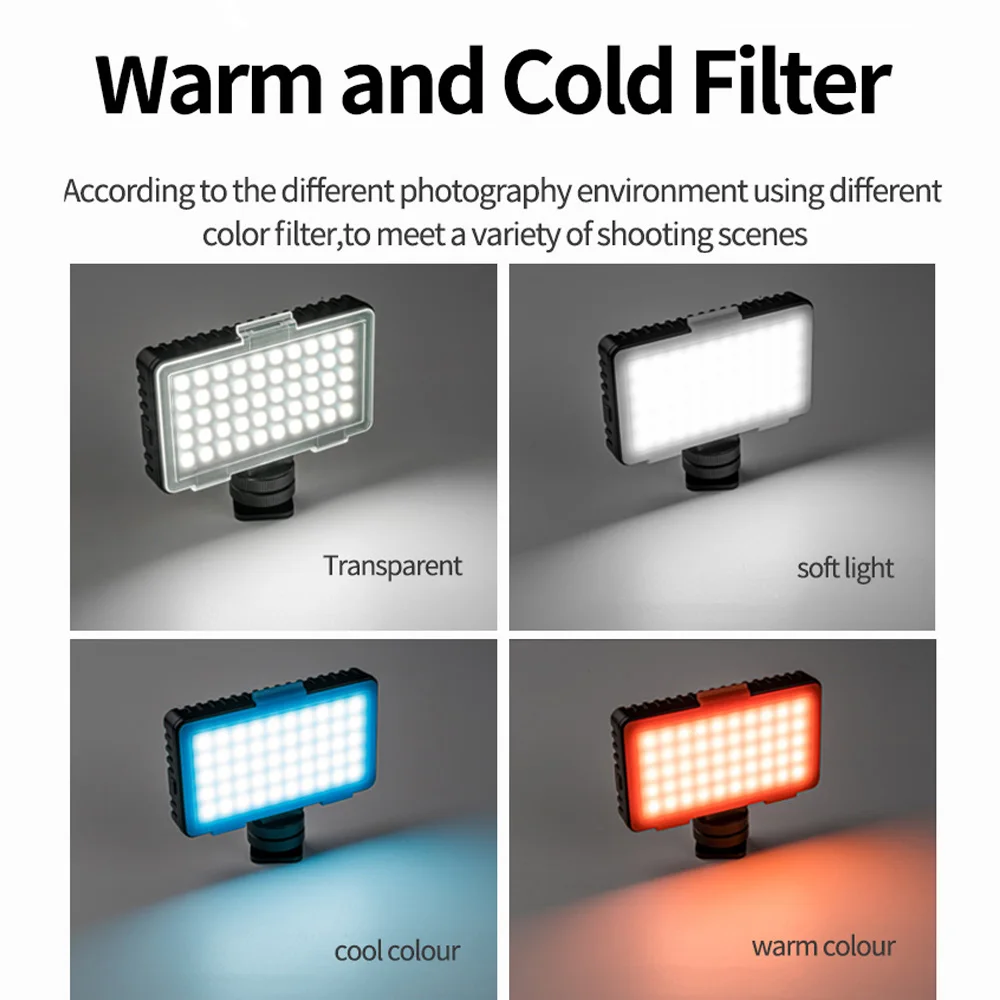 TELESIN Vlog заполнясветильник свет Холодный башмак Мини светильник цветной фильтр