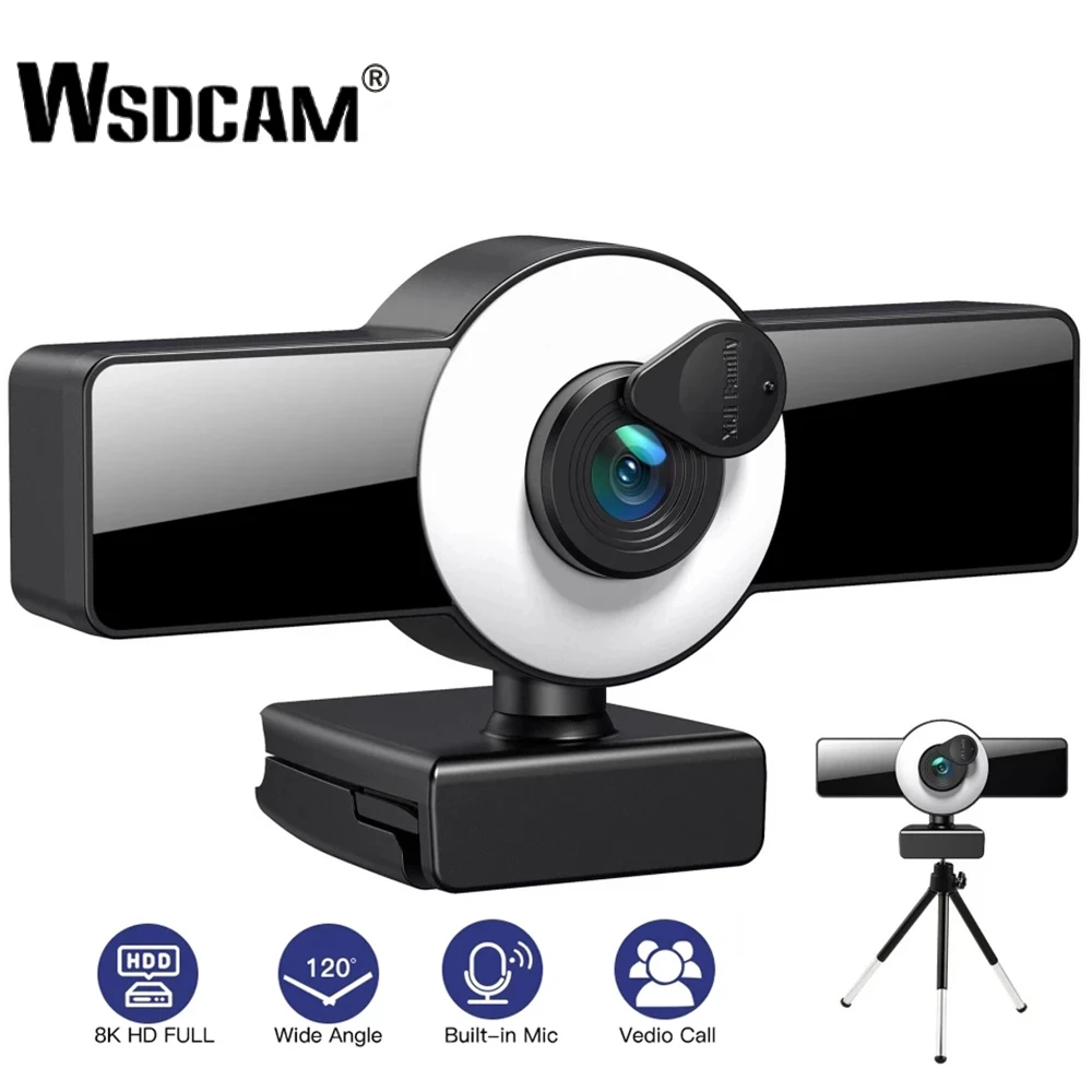  Wsdcam 2K 4K 8K Full HD веб-камера USB веб-камера ноутбук компьютер для офиса встречи дома Mac ноутбук Настольный светильник мини-камера 