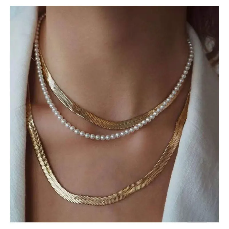 Современные ювелирные изделия многослойное ожерелье с цепочкой в виде змеи