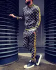 Спортивный костюм Европейская и американская мода 3D печать Толстовка для фитнеса отделка кардиган на молнии повседневный мужской костюм
