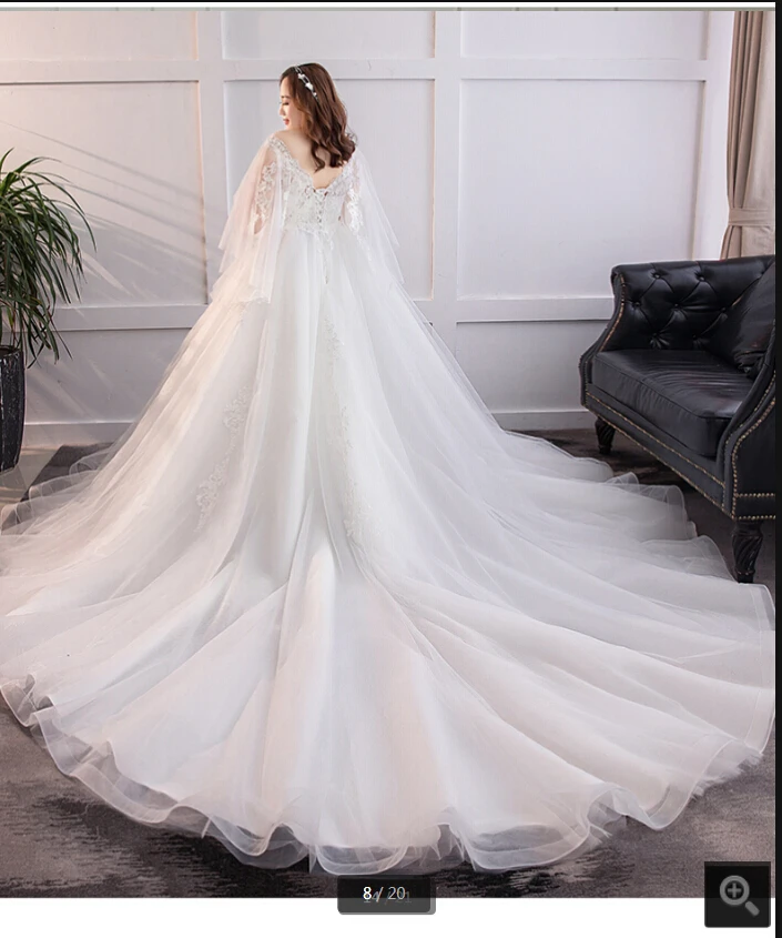 

Robe de mariage white tulle ball gown wedding dress 3/4 sleeve lace appliques beaded modest bridal gowns plus size corset dress