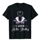 Футболка для катания на роликах я люблю Катание на коньках для девушек розовые ботинки и футболки облегающие повседневные хлопковые мужские футболки семейная