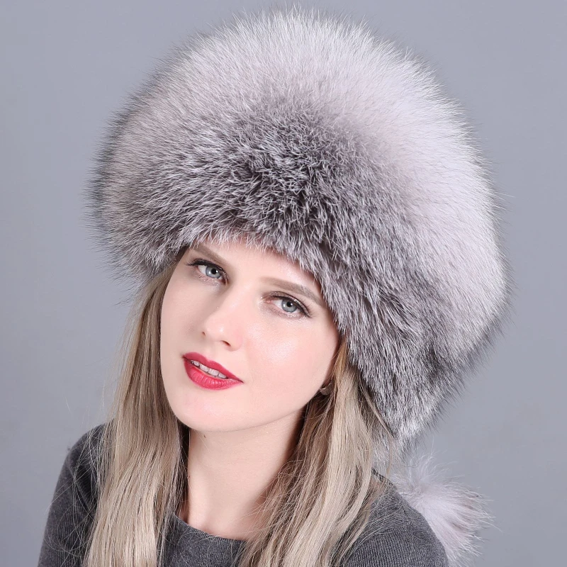 HT3273 High Quality Real Fur Hat Thick Warm Men Women Winter Hat Russian Ushanka Hat Trapper Ski Russian Cap Winter Bomber Hat