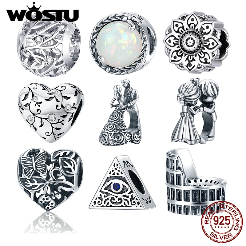 

Бусины-шармы WOSTU женские из серебра 925 пробы, в стиле ретро