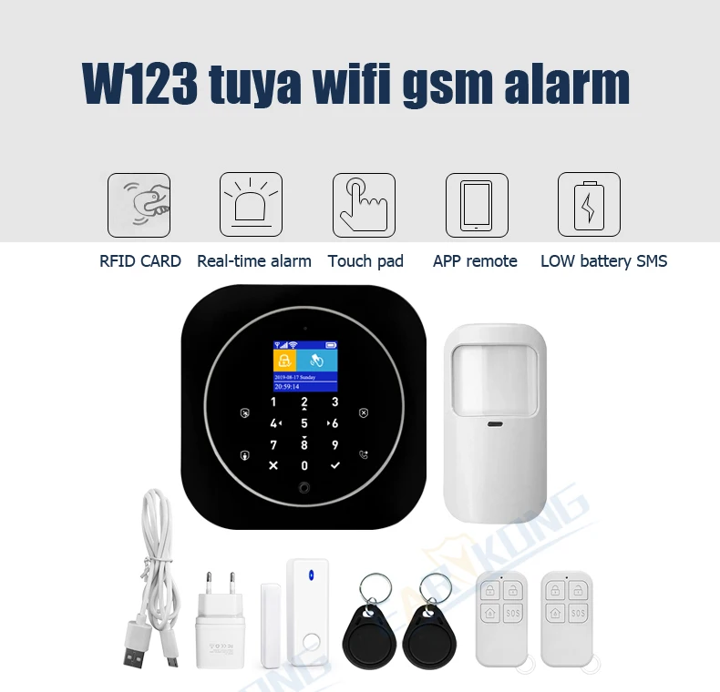 Wifi GSM система домашней сигнализации IOS Android Tuya приложение RFID lcd сенсорная клавиатура 433 МГц беспроводной датчик комплект сигнализации 11 языков для переключения