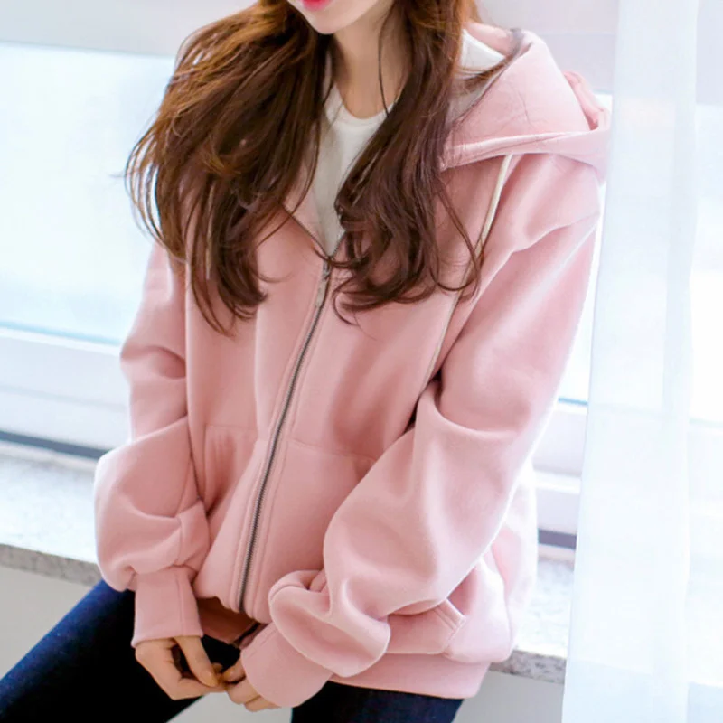 

Hoodie Jacket Women Zip-up Coat Harajuku Sweatshirt Oversized Female Streatwear Spring Autumn Clothes Bomber Bf Hoodies