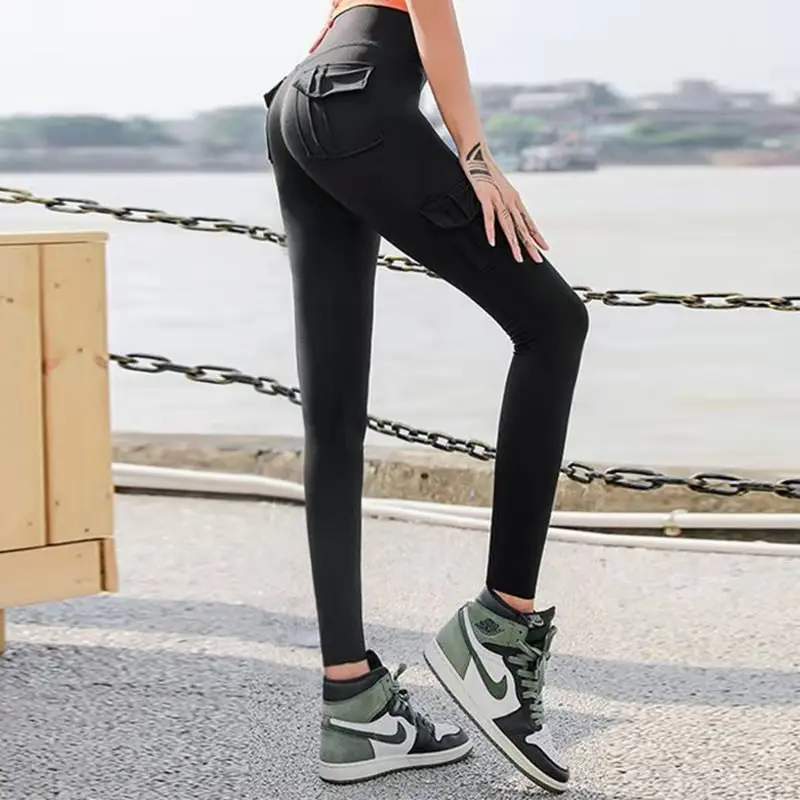 

Yoga Fitness Pants Women's High Waist Hips Tight Sports Running Pocket Style