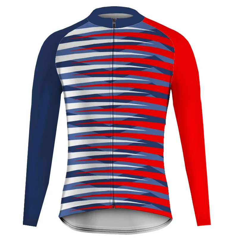 

Red Stripes outdoor Summer Long Sleeve Cycling Jerseys Bicycle Motocross Shirts Bike Downhill Wear Clothing Road Mountain Jacket