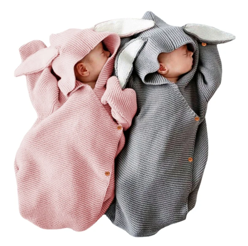 

Newborn Baby Blankets Baby Knitted Bunny Sleeping Bag and Blanket New Born Blanket Muslin Baby Blanket