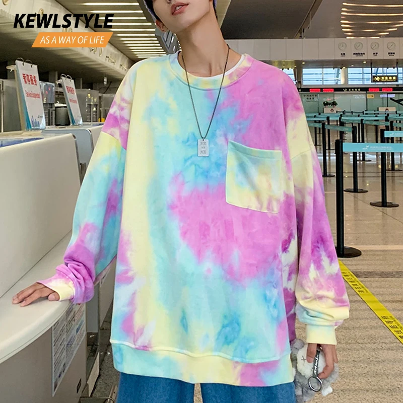 Мужские толстовки с галстуком красителем мужские корейские Стильные Свитера