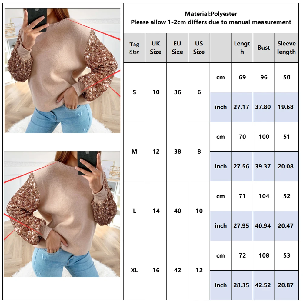 

Women Shirt And Blouse Sequin Ladies Tops Tee Shirt Autumn Winter Lantern Long Sleeve O Neck Female Blouses Camisera Mujer D25