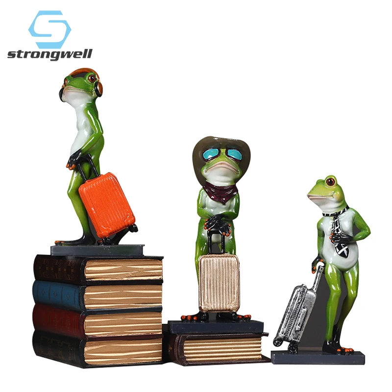 Strongwell Retro Cute Frog Statue Resin Crafts Animal Arts Sculpture Outdoor Garden Courtyard Decoration Figurines Art Gift | Дом и сад