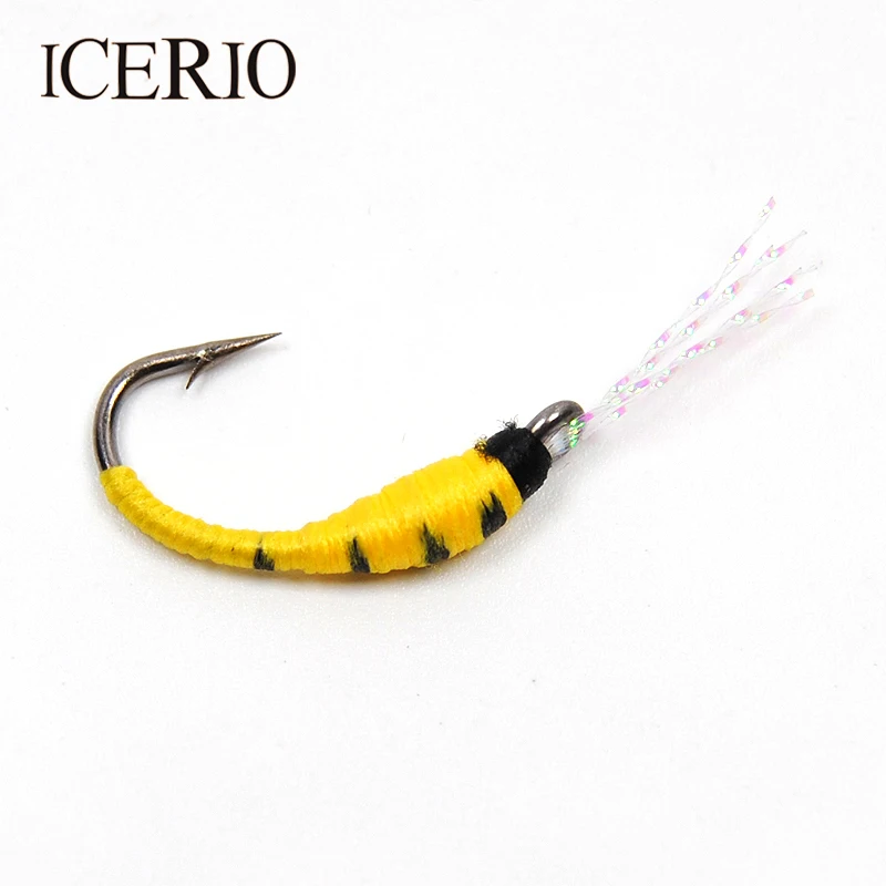 

ICERIO, 10 шт., черные, желтые Нимфы, червь, Мидж, личинки, летящие, № 8