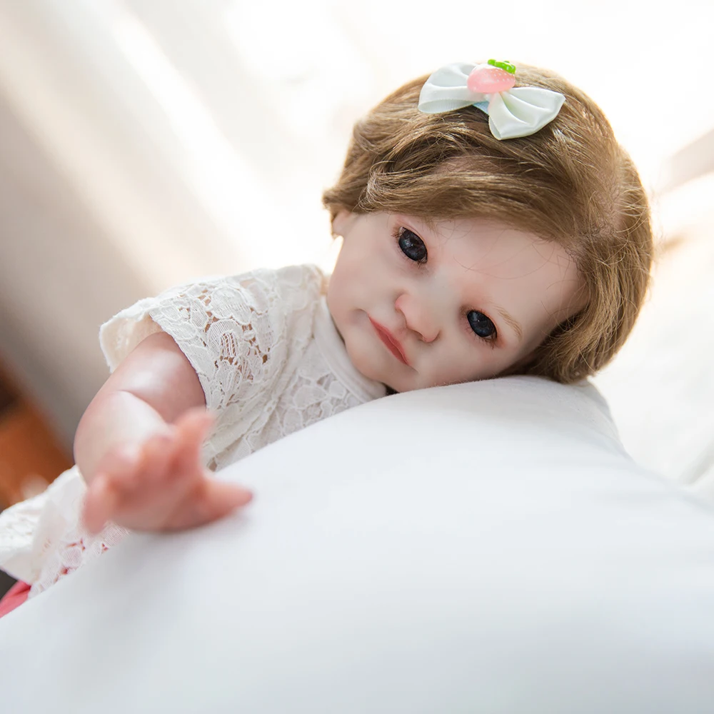 

20'' Realistic Reborn Baby Girl Tobiah Short Hair Soft Silicone Vinyl Limb+Cloth Body For Child Birthday Gift Newborn Baby Doll