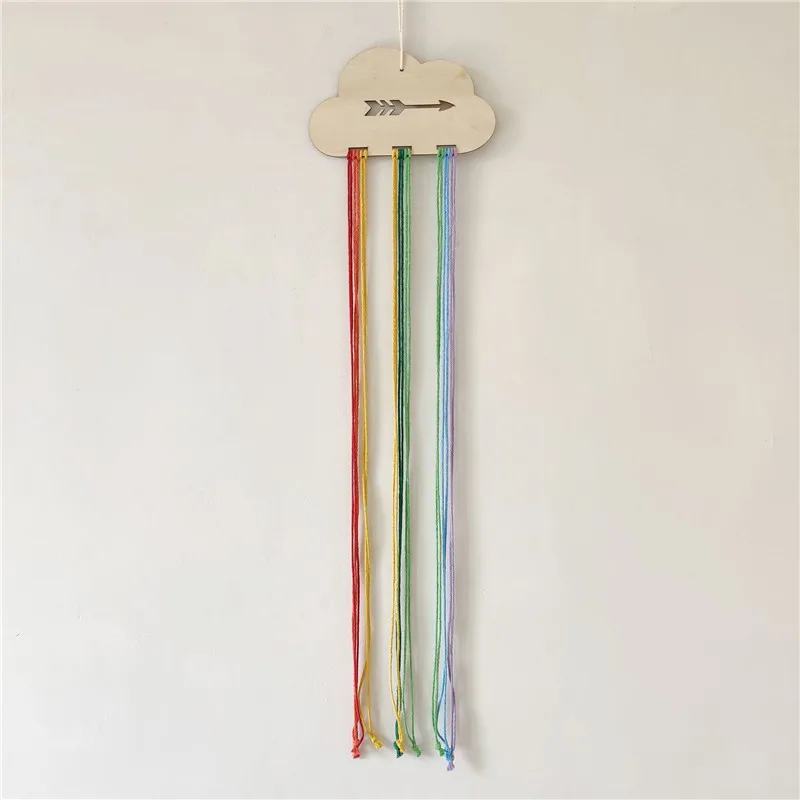 INS Nordic Wooden Cloud Baby Hair Clip Holder Princess Girls Hairpin Hairband Storage Pendant Jewelry Organizer Wall Decor Craft