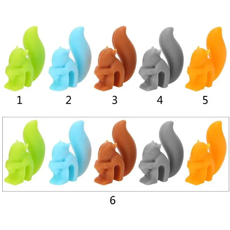 5 шт. милый силиконовый подвесной держатель для чайного пакета в виде белки зажим