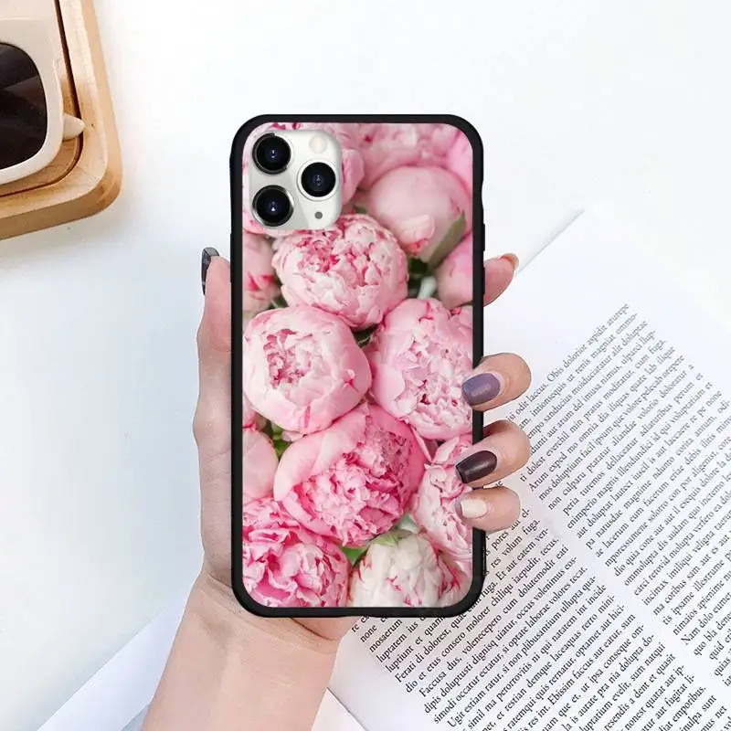 

Pink Purple Peony Flower On the Vase Phone Case for iPhone 11 12 pro XS MAX 8 7 6 6S Plus X 5S SE 2020 XR Luxury brand shell