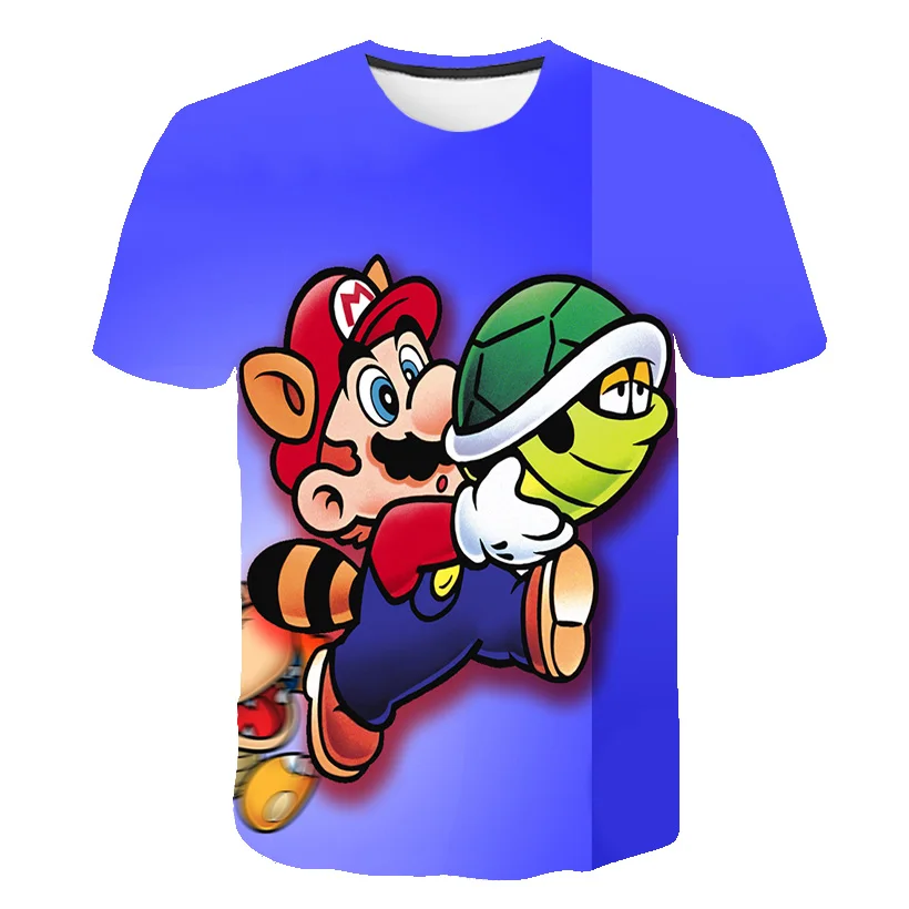 

Mario 2021 3D Summer Round Neck Cartoon Style Men's T-Shirt Fashion Cute Breathable Childhood Games Children's Clothing