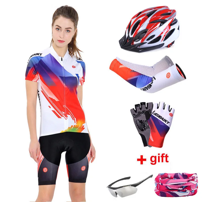 white full set Гоночная Команда Pro, Женский комплект Джерси для велоспорта, Женский комплект для велоспорта, летняя одежда с коротким рукавом для велоспорта, одежда для горного велосипеда, костюм - Цвет: white full set