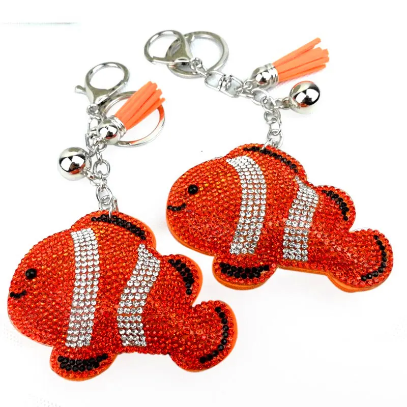 Брелок в виде рыбы-клоуна стразы с кристаллами брелок для автомобиля украшения