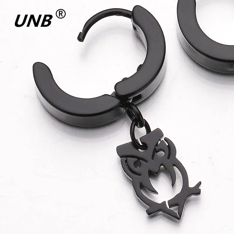 UNB, серьги в виде совы из нержавеющей стали с животными, сережки серебристого и черного цвета, серьги-капли для женщин, вечерние ювелирные изделия в рок-стиле, подарок