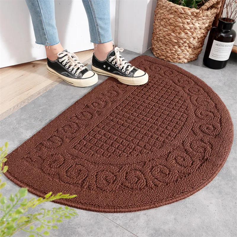 solid color retro semi circular dust removal door mat home household bathroom non slip floor rug free global shipping