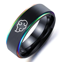 aroutty 8mm japanese style anime cosplay cloud leaf rings stainless steel jewelry for women men anime fans ring jewelry %d0%ba%d0%be%d0%bb%d1%8c%d1%86%d0%b0