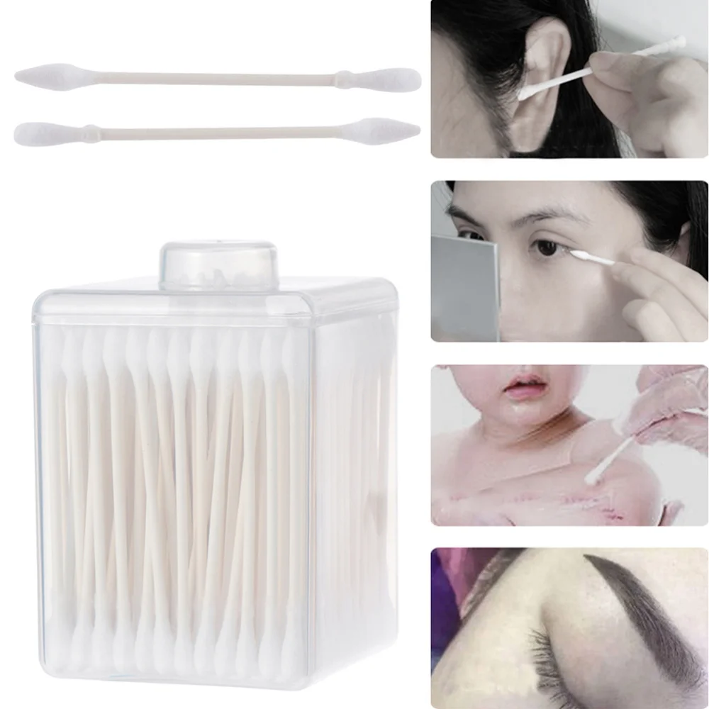 

2 Boxes Double Head Cotton Swabs Multipurpose Beauty Makeup Tool Cleaning Cotton Swabs (400pcs)