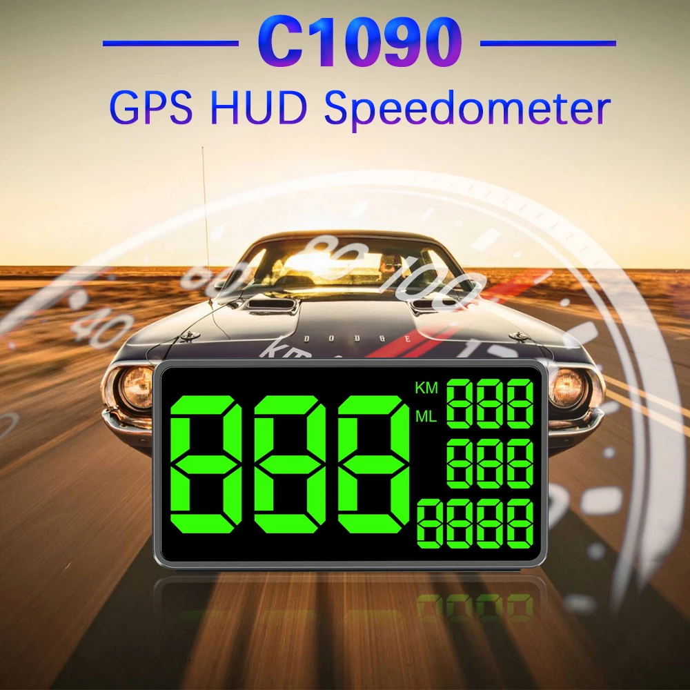 Лучший прибор для измерения скорости GPS HUD C1090 отображение вождения зеленый цвет