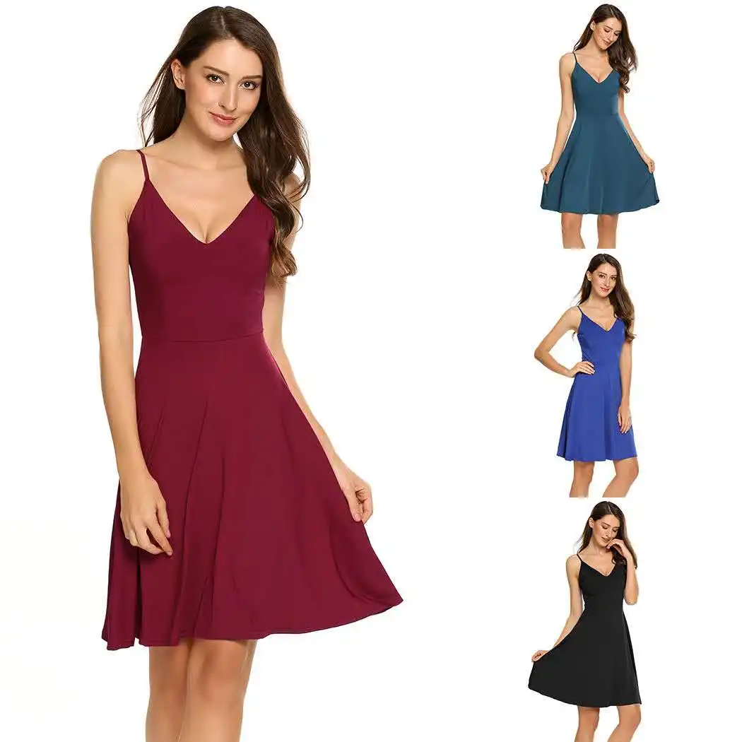 Летнее платье 2019 темно бордовый v образный вырез сексуальное Для женщин модное