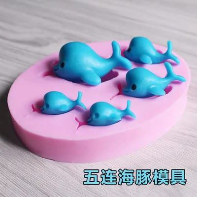 

DIY Dolphin Liquid Fondant Cake Silicone Mould New fondant molds silicone mold cake stand cake Exquisite whale shape