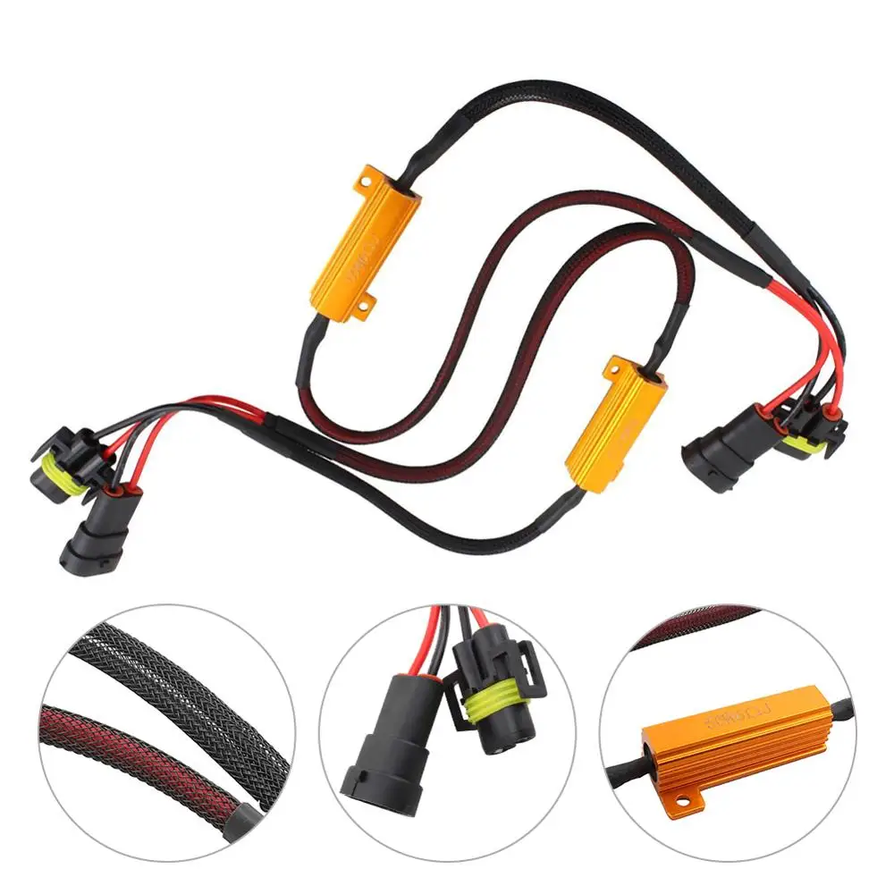 

Из 2 предметов декодер фары H11 светодиодный DRL Противотуманные фары Canbus 50 Вт 6Ohm нагрузки проводка резистора декодер компенсатора Автомобиль...