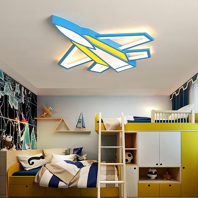 Avión original lámparas de techo para habitación de niños bebé dormitorio moderno decoración casera con candelabro iluminación led de araña