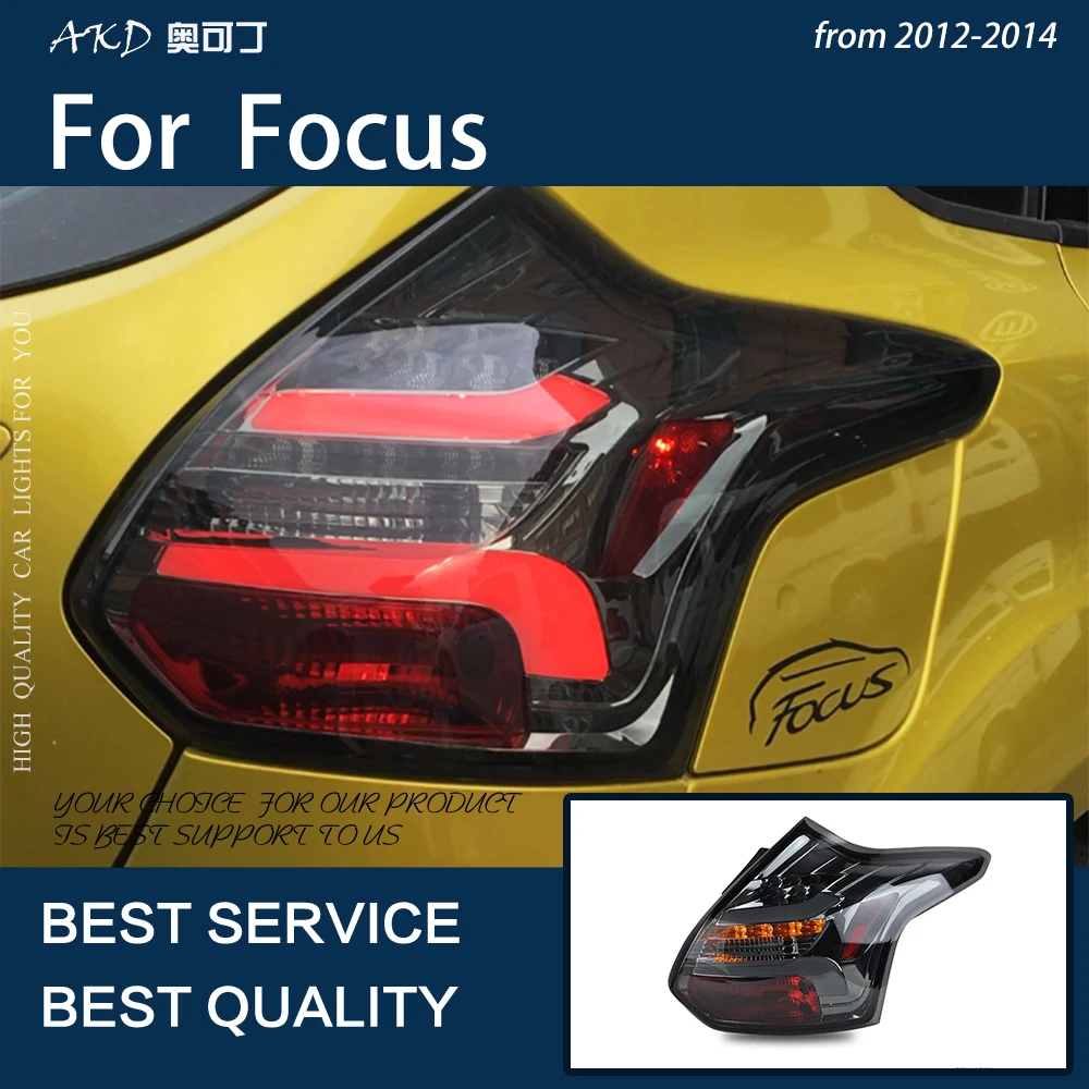 Car Lights For Focus 2012-2014 Hatckback LED Taillights Rear Fog Lamp Dynamic Turn Signal Highlight Reversing And Brake Assembly